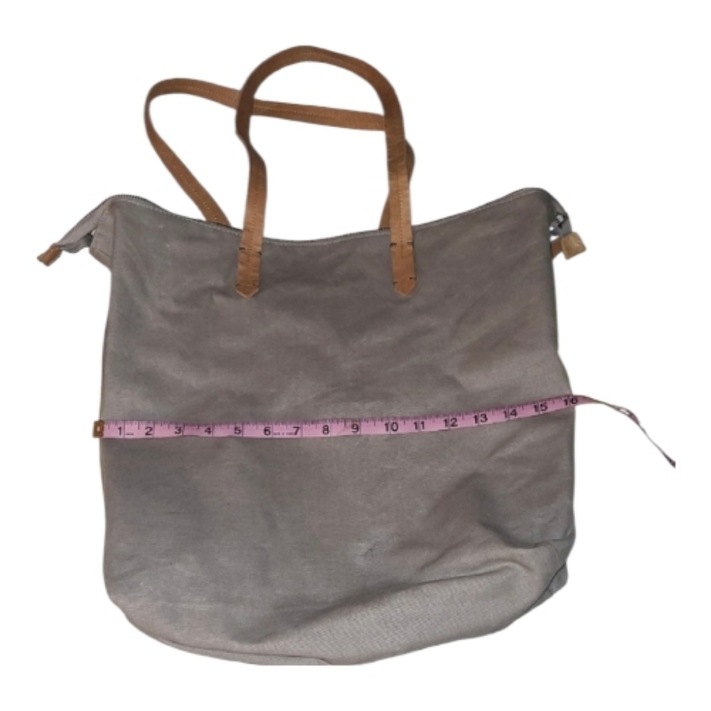 Hearth And Hand Tote Gray With Brown Handles